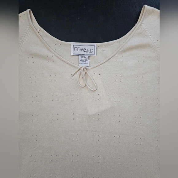 NWT - Edward Silk Blend Cream Knit Jersey - Size XL - Picture 3 of 9